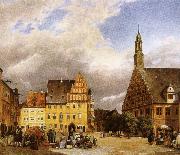 johannes brahms the market place zwickau, where schumann was born oil painting reproduction